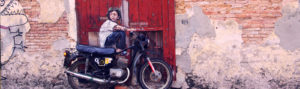 Bezienswaardigheden in Penang Straatkunst jongen op motor 2